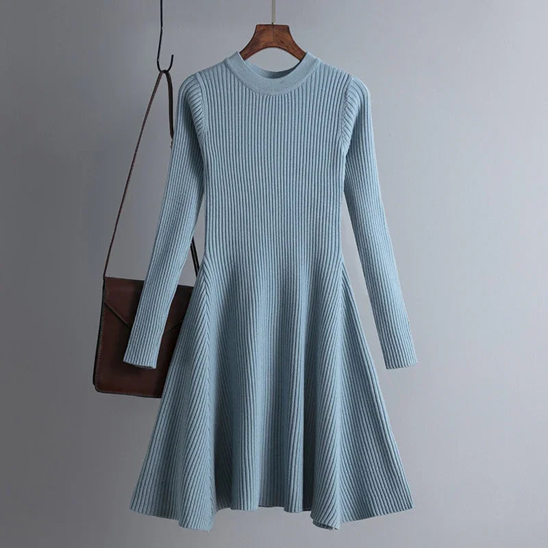 HLBCBG basic autumn winter short aline thick sweater dress elegant knit dress women slim mini dress Female chic knit sexy dress LUXLIFE BRANDS