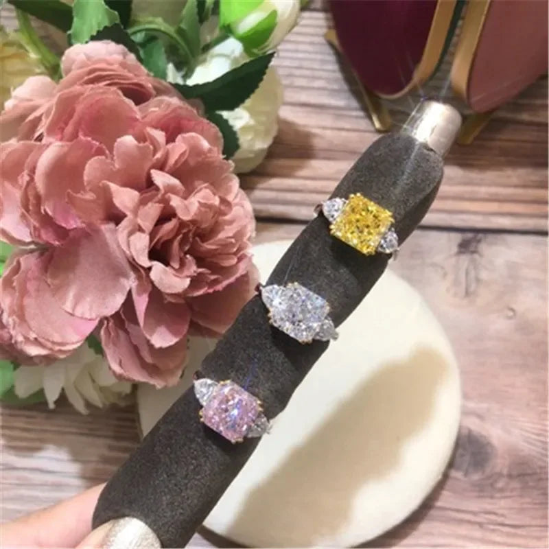 CC Fine Jewelry Rings For Women Yellow Cubic Zirconia Luxury Wedding Engagement Ring Silver Color Drop Shipping CC1665 LUXLIFE BRANDS