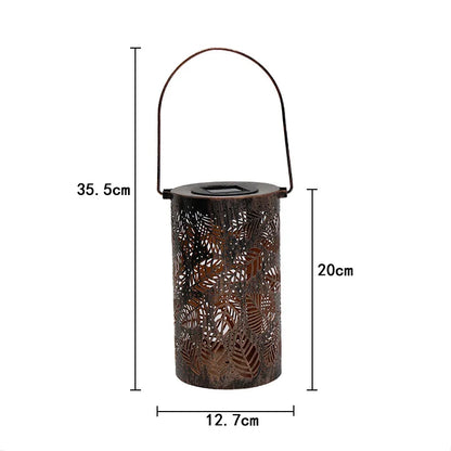 LED Solar Lantern Light Hollow Wrought Iron Projection Light Hanging Lamps Outdoor Waterproof Yard Garden Art Decoration