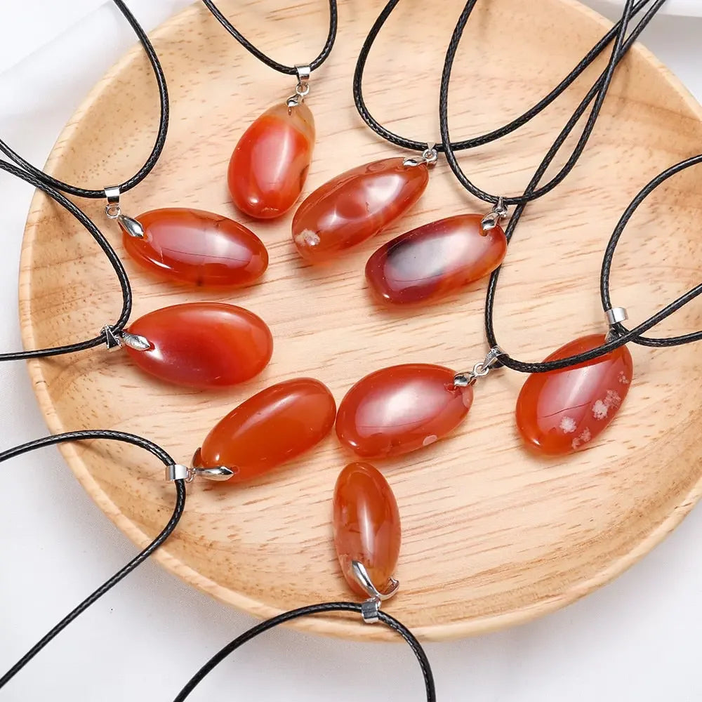 Carnelian Pendant On Leather Necklace - LUXLIFE BRANDS