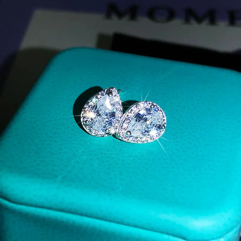 925 Sterling Silver AAA Zircon Water Drop Earrings