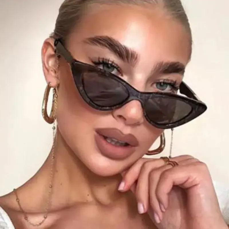 Cat Eye Fashion Sunglasses Women Vintage small Leopard Triangle Sunglasses Retro Female Eyewear UV400 Brand Designer Retro