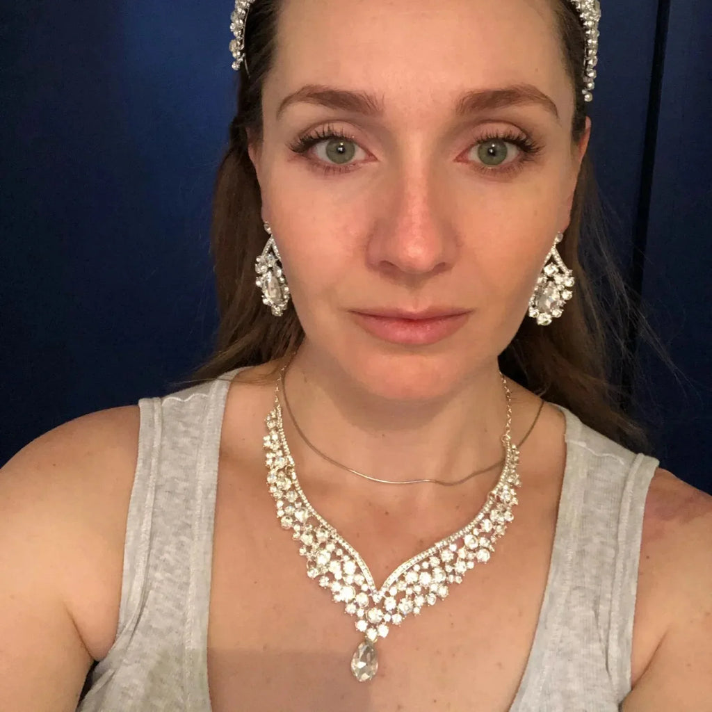 Fashion Crystal Wedding Bridal Jewelry Sets Tiara Crown Earring Necklace Bride Women Pageant Prom Jewelry Set Hair Ornaments LUXLIFE BRANDS