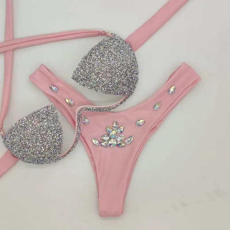 The Venus Vacation Rhinestone Bikini – Diamond Showgirl Performance Swim Set