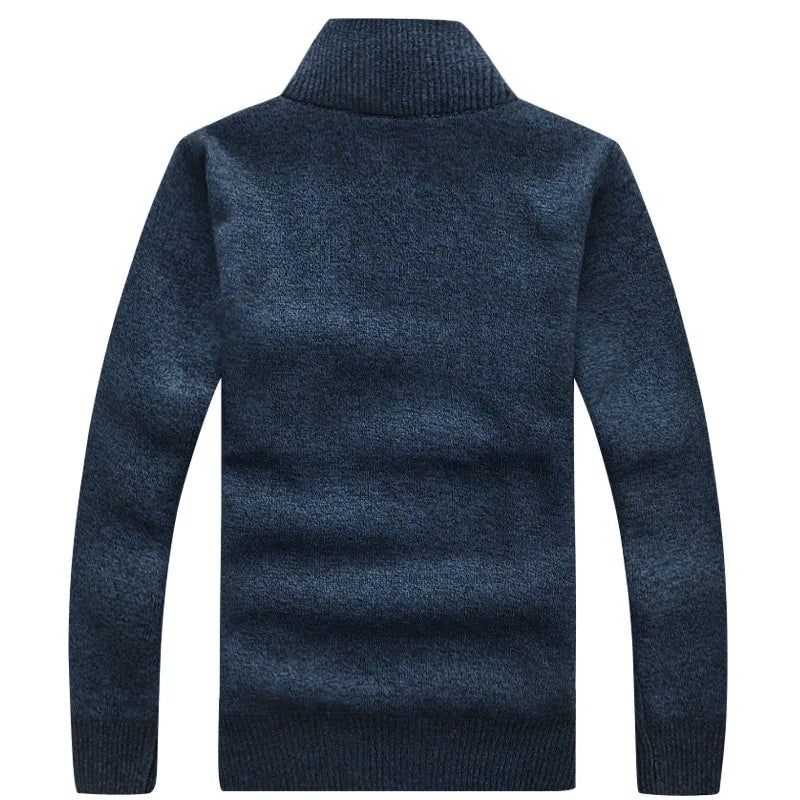 New Winter Mens Pullover Knitted Sweater Male Wool Fleece Thick Casual Pullover Patchwork Warm Pocket Sweater Standing Collar LUXLIFE BRANDS