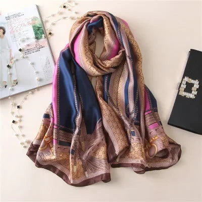 Luxury brand hijab summer women scarves soft long print silk scarves lady shawl and wrap 2022 pashmina bandana beach stoles