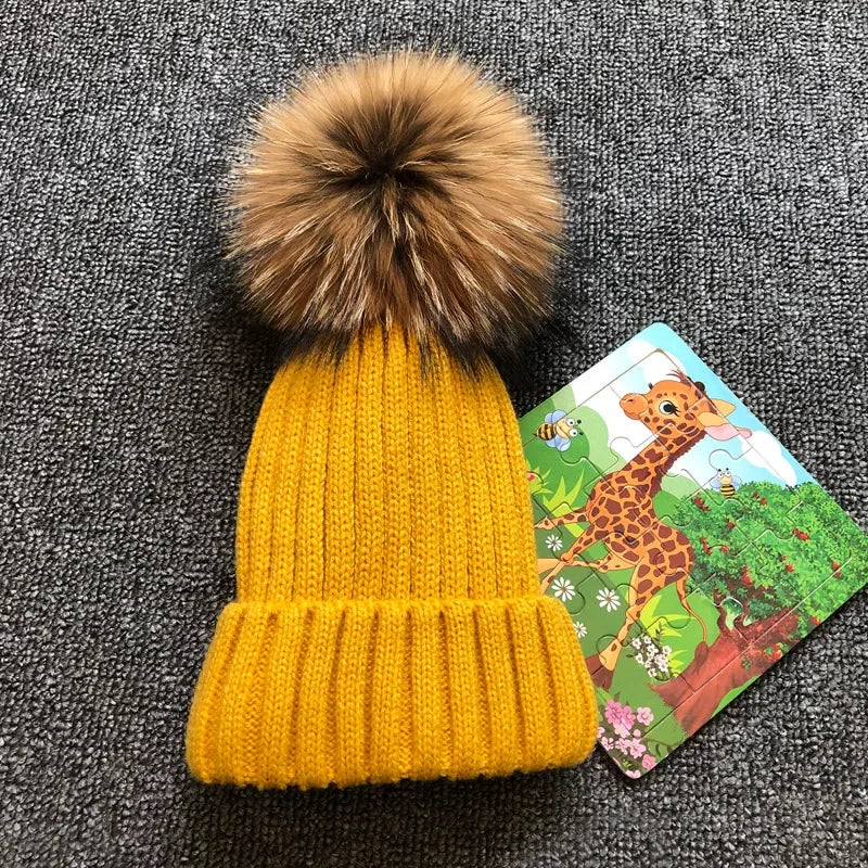 LUXKIDS Winter Classic Fur Pom Hat LUXLIFE BRANDS