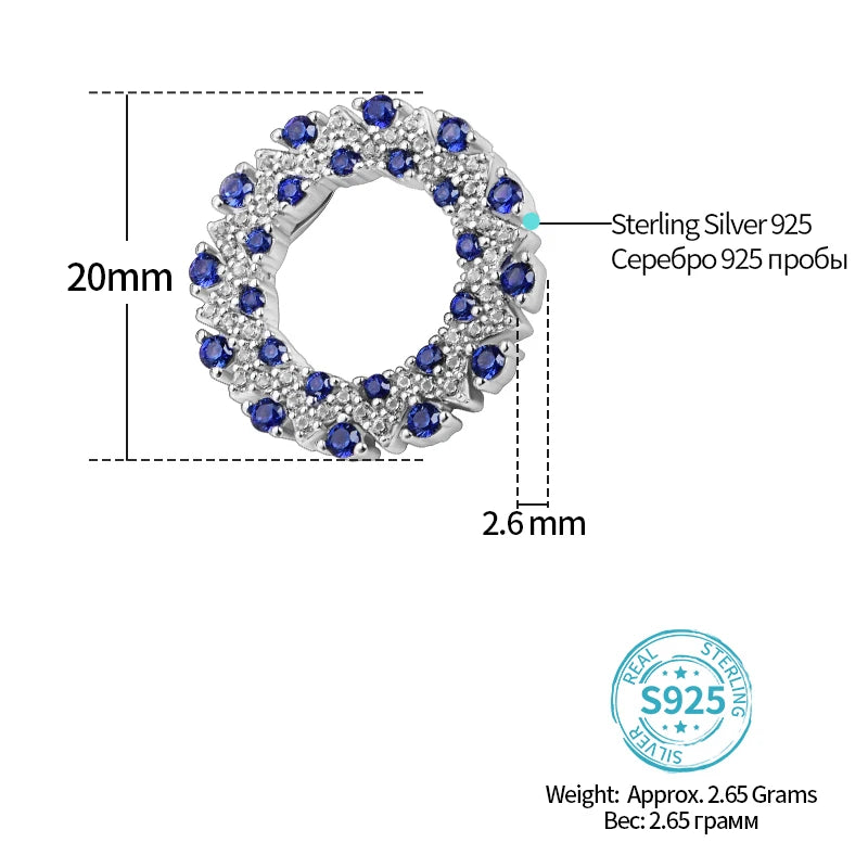 ATTAGEMS Created Blue Sapphire Solid 925 Sterling Silver Halo Pendant Necklace For Women Christmas Engagement Wedding Party Gift