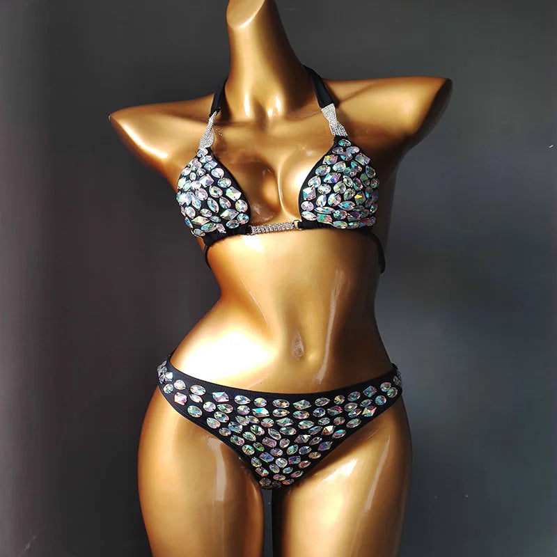 The Venus Horizon Rhinestone Bikini – Premium Crystal Triangle Showgirl Set