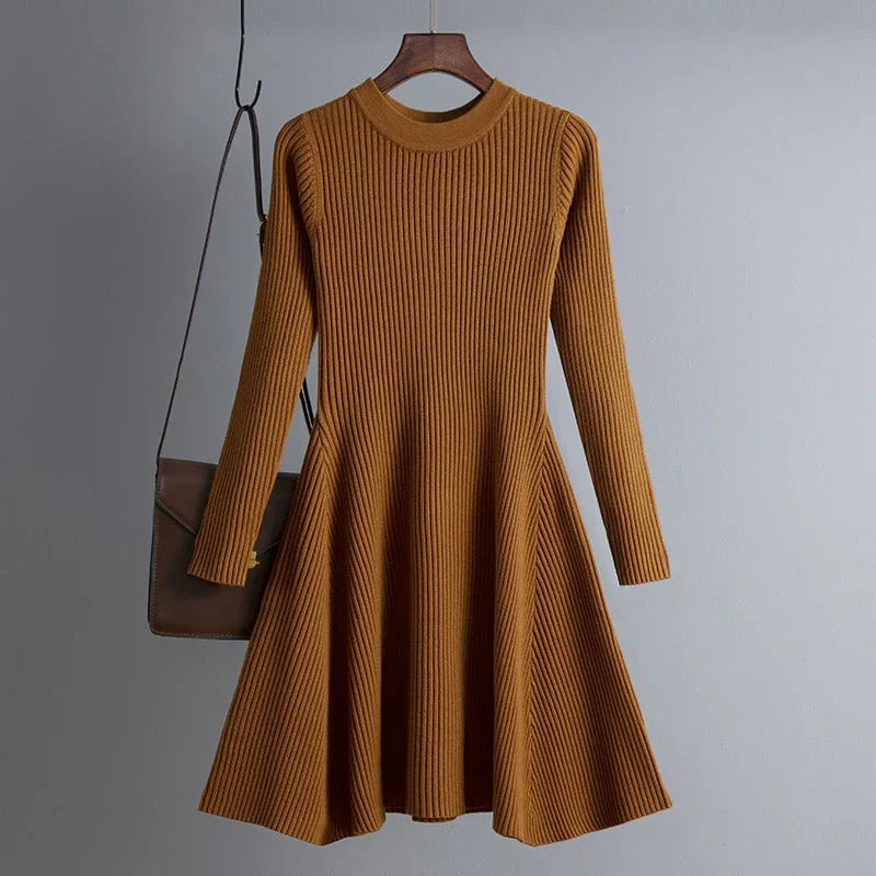 HLBCBG basic autumn winter short aline thick sweater dress elegant knit dress women slim mini dress Female chic knit sexy dress LUXLIFE BRANDS