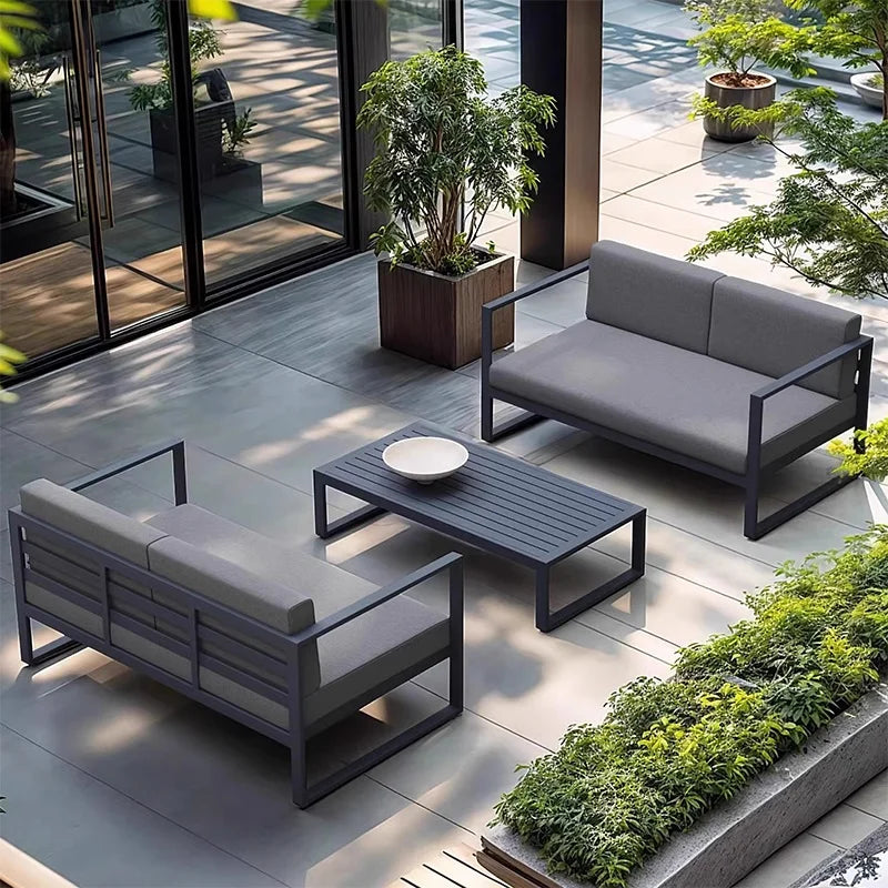 Modern Luxury Aluminum Alloy Leisure Sofa Set Waterproof Sunshade for Outdoor Patio Garden Terrace Sunroom Living Room Luxlife Brands