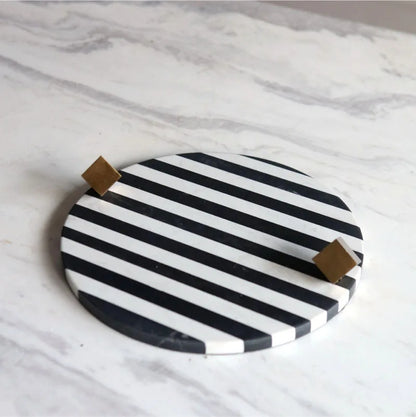 Modern Black And White Striped Marble Tray Geometric Decor Storage Tray Living Room Coffee Table Desktop Soft Decor Ornaments