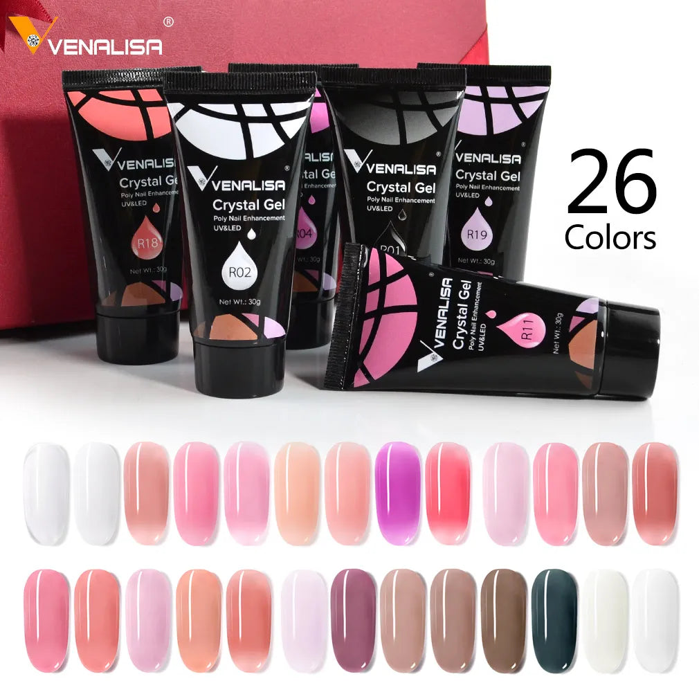 Venalisa Poly Nail Gel Nail Art French Nail Constraction Jelly Builder Extension Gel Acrylic Slip Solutions Clearnser Remover LUXLIFE BRANDS