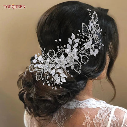 YouLaPan HP282 Wedding Headband Alloy Flower Leaf Hair Tiara Rhinestone Headpiece Bridal Headwear Hair Accessories Head Jewelry LUXLIFE BRANDS