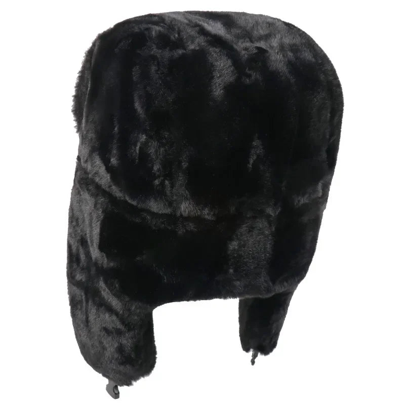 CAMOLAND Women Winter Hats Warm Faux Fur Bomber Hat For Men Soviet Army Military Badge Caps Male Thermal Earflap Cap Russia Hat LUXLIFE BRANDS