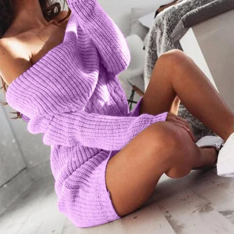 Lounger Knit Long Sleeve Sweater Dress LUXLIFE BRANDS