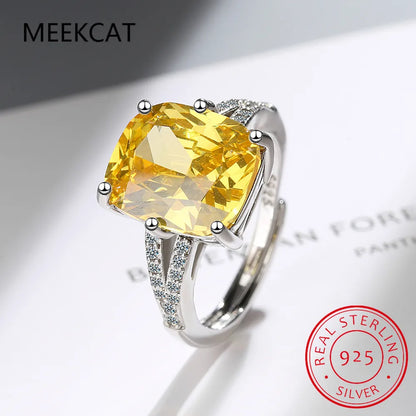 925 Sterling Silver Moissanite Citrine Engagement Ring LUXLIFE BRANDS