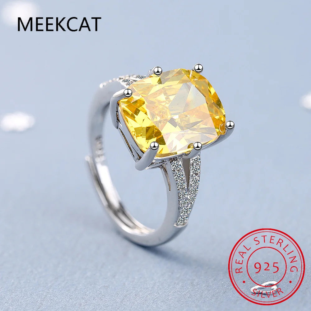 925 Sterling Silver Moissanite Citrine Engagement Ring LUXLIFE BRANDS