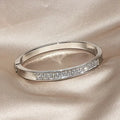 Elegant Classic Crystal Cuff Bangles Bracelets For Women Gold Color Simple Femal Opening Bangles Wedding Jewelry Accessories