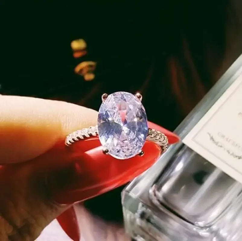 Female Fine ring 925 Sterling silver oval cut 5ct AAAAA Cz stone Engagement Wedding Band Rings for women Bridal Party Jewelry