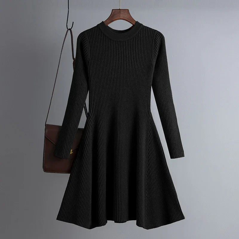 HLBCBG basic autumn winter short aline thick sweater dress elegant knit dress women slim mini dress Female chic knit sexy dress LUXLIFE BRANDS