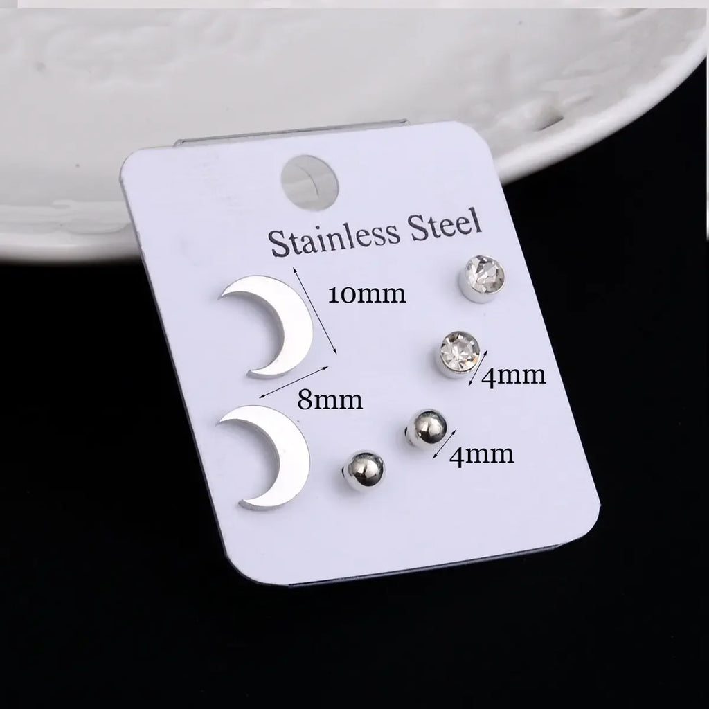 Stainless Steel Earrings Small Cute Butterfly Star Moon Heart Stud Earrings Set Punk Piercing Earing Women&#39;s Minimalist Jewelry