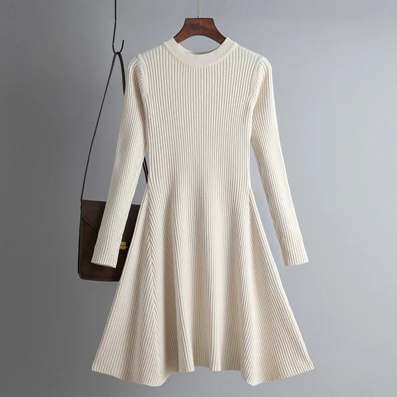 HLBCBG basic autumn winter short aline thick sweater dress elegant knit dress women slim mini dress Female chic knit sexy dress LUXLIFE BRANDS
