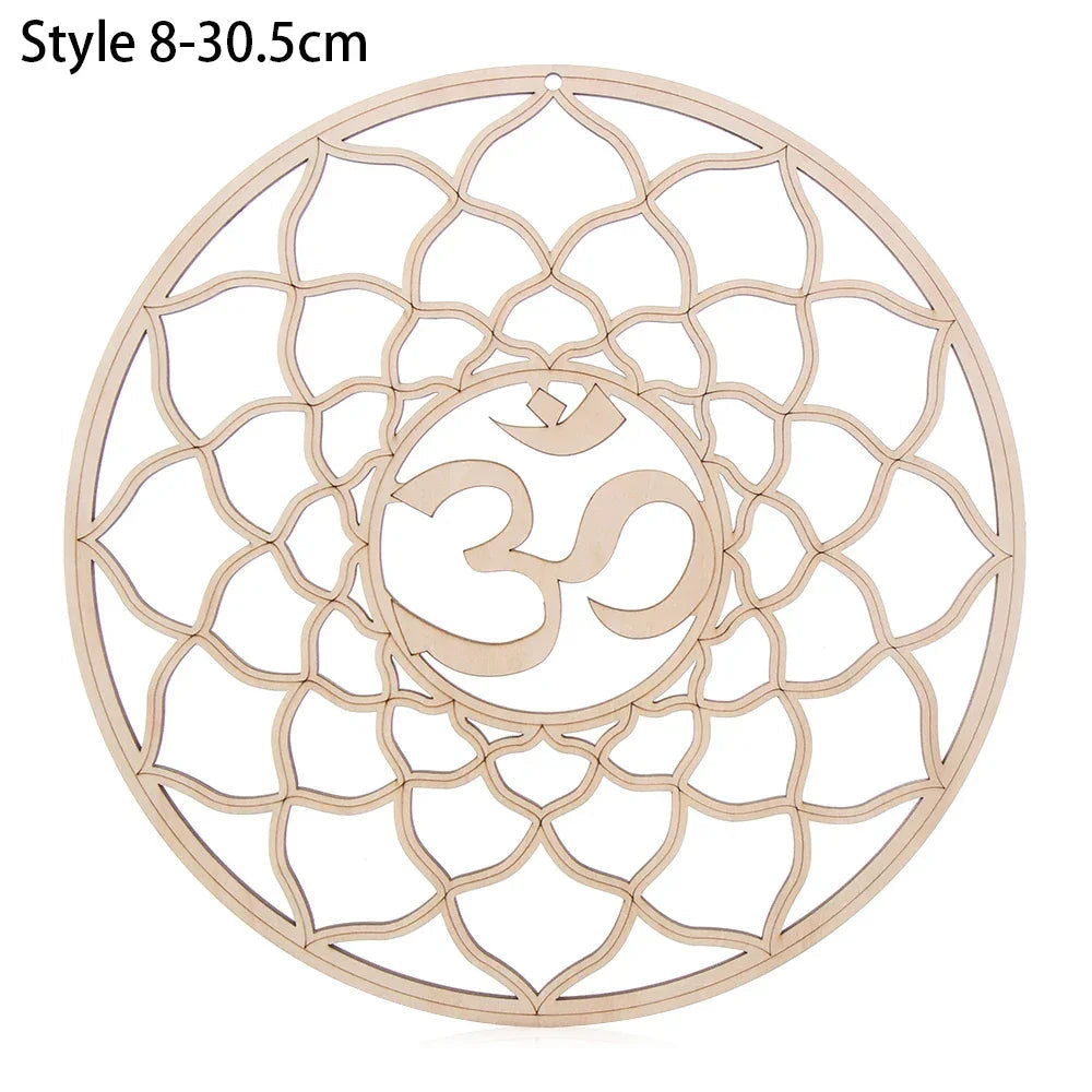 Chakra Flower of Life Natural Wood Coasters For Crystal Set Luxlife Brands