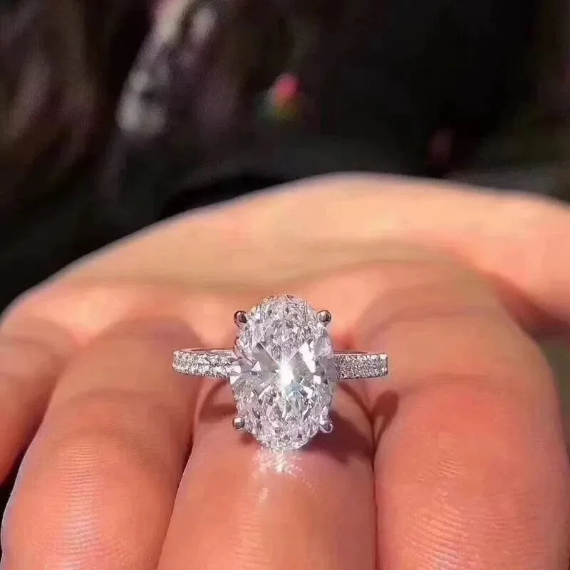 Queen 925 Sterling Silver Oval Cut 3ct Diamond Ring LUXLIFE BRANDS