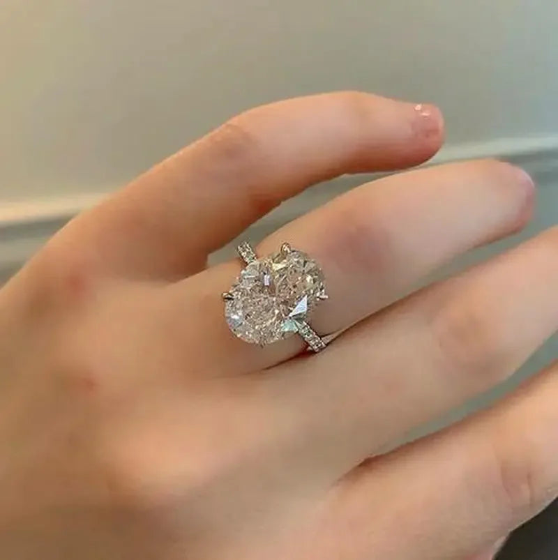 Female Fine ring 925 Sterling silver oval cut 5ct AAAAA Cz stone Engagement Wedding Band Rings for women Bridal Party Jewelry