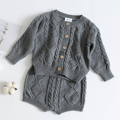 Toddler Baby Boys Girls Clothing Sets Fall Winter Cardigan Sweater+Shorts Infant Baby Girls Boys Knit Suit Korean Style LUXLIFE BRANDS
