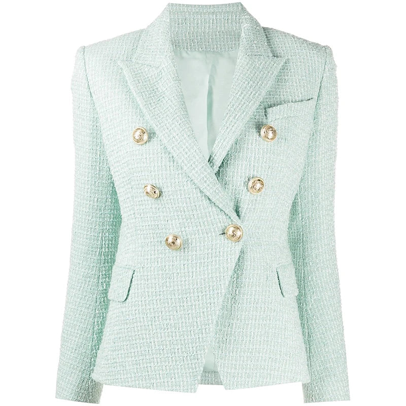 Lux Designer Tweed Blazer In Mint Green LUXLIFE BRANDS