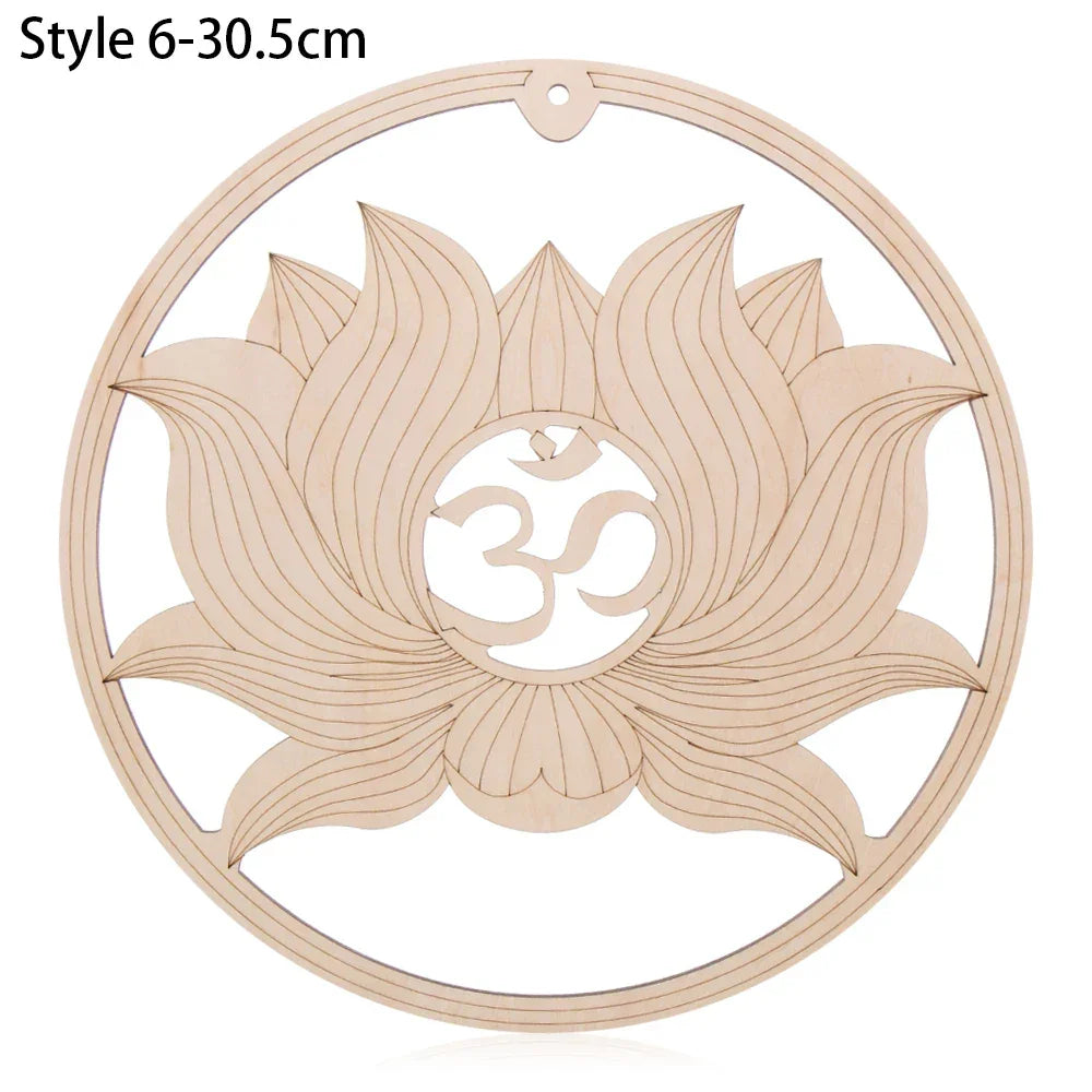 Chakra Flower of Life Natural Wood Coasters For Crystal Set Luxlife Brands