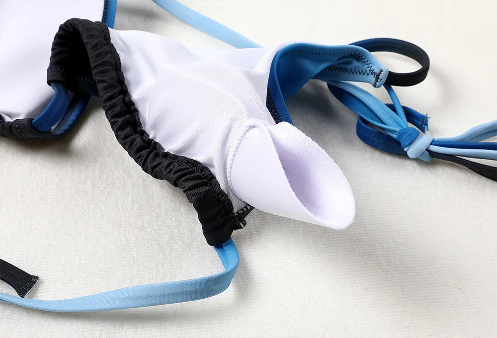 Anfilia Women's Bikini Set Gradient Swimwear Halter Swimsuit Side Bandage Bathing Suit Beachwear Sexy Bikini Luxlife Brands