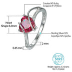 ATTAGEMS Heart Shape Ruby 925 Sterling Silver Ring 2.5 Carats Women Love Ring for Party Wedding and Engagement Romantic Gift Luxlife Brands