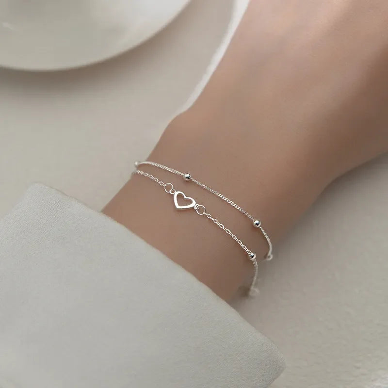Romance 925 Sterling Silver Double Love Bracelet LUXLIFE BRANDS