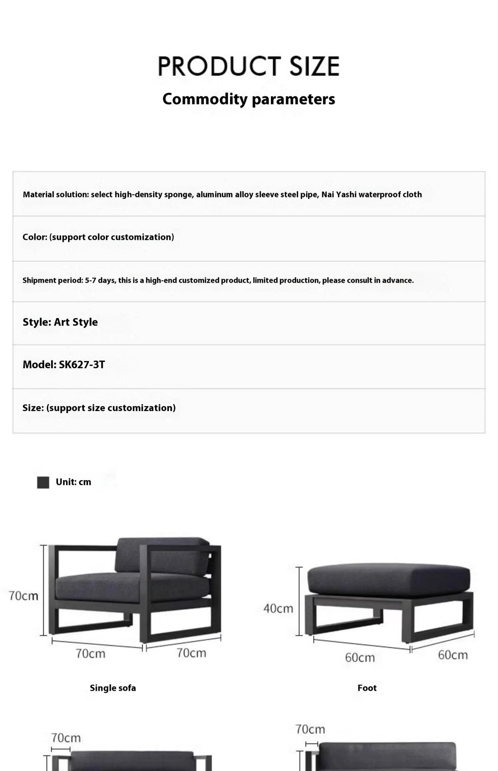 Modern Luxury Aluminum Alloy Leisure Sofa Set Waterproof Sunshade for Outdoor Patio Garden Terrace Sunroom Living Room Luxlife Brands