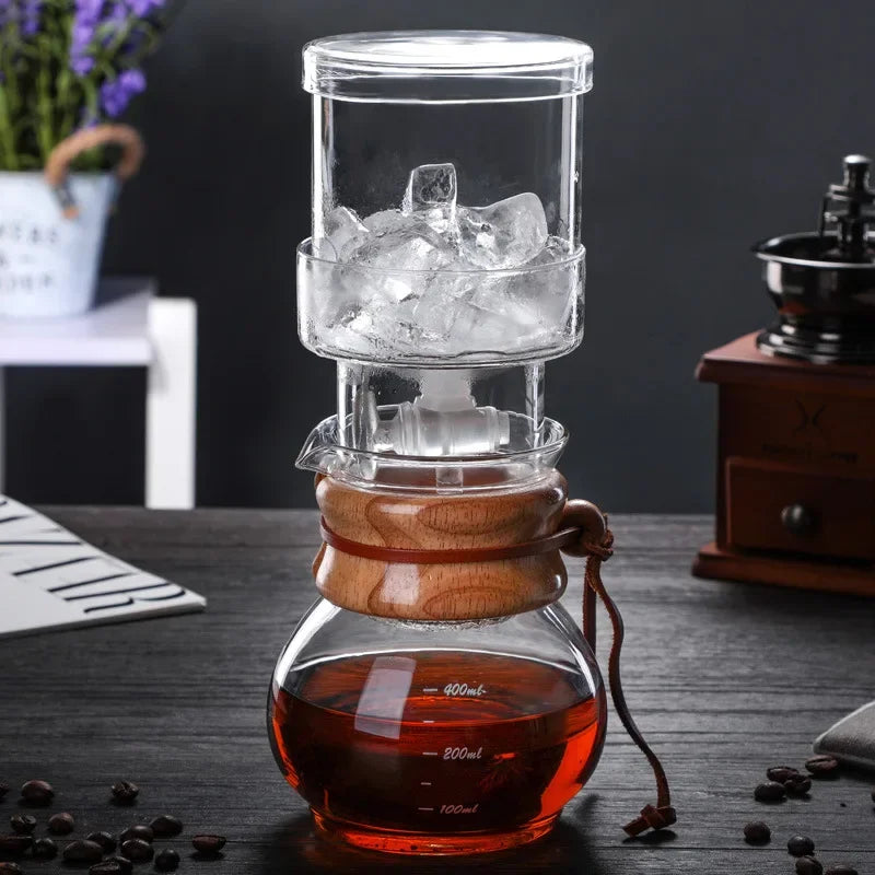 Practical Glass Coffee Kettle Coffee Dripper Pot Durable Cold Brew Pot Ice Dripper Coffee Pot About 400ml Creative Coffeeware LUXLIFE BRANDS