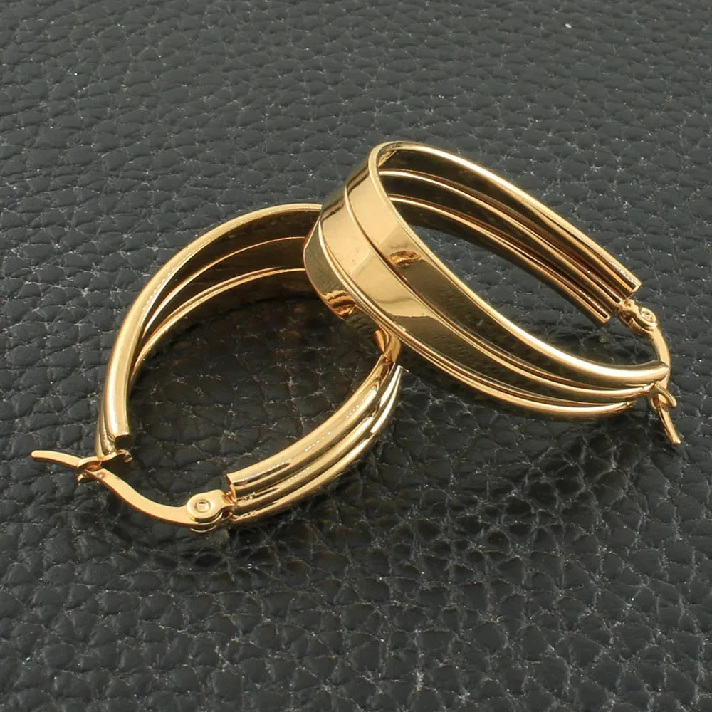 Newest Gold Color Fashion Stainless Steel Jewelry Simple Hoop Earrings Personality Bijoux En Acier Inoxydable Femme EFGZCBEP LUXLIFE BRANDS