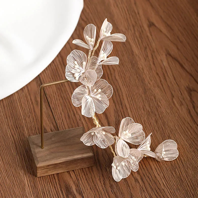 Flower Hairband Bridal Hair Jewelry Pearl Crystal Headband Elegant Birthday Party Tiara Crown Wedding Hair Accessories For Women LUXLIFE BRANDS