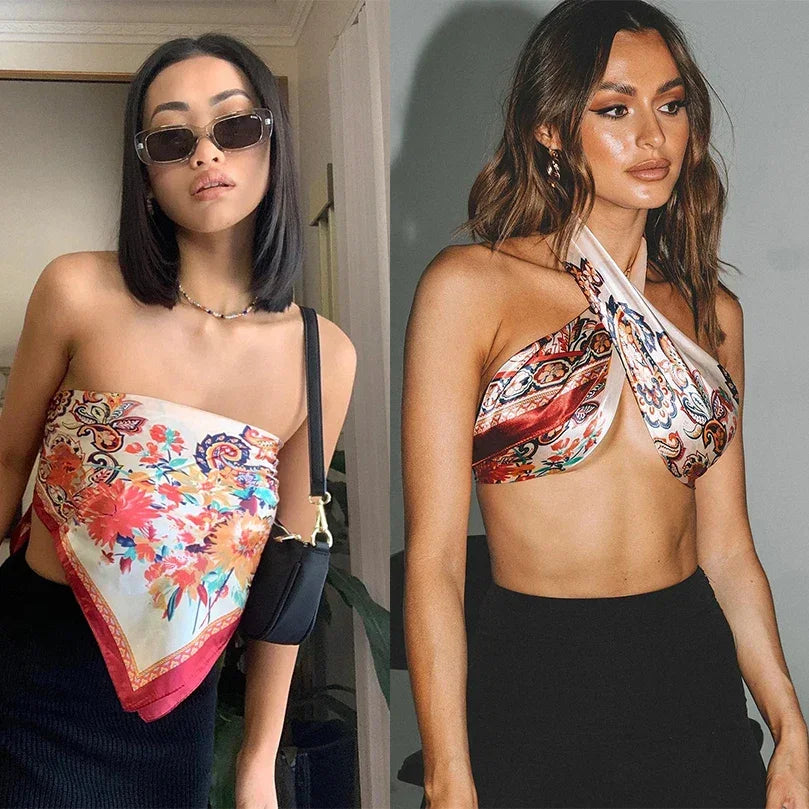 AWAYTR Fashion Head Scarf Leopard Print Satin  Hair Bands for Girls Women Headband Scarfs Body Glitter Turban Bandanas Headwear LUXLIFE BRANDS