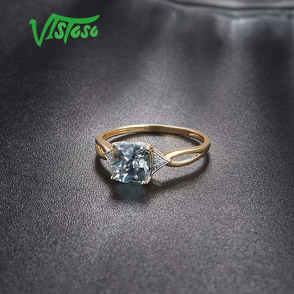 14K 585 Gold Blue Topaz Ring