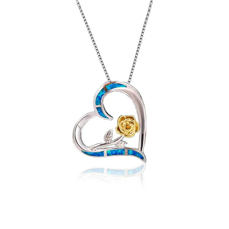 Boho Fashion Sea Animal Dolphin Pendant Necklace for Women Girl Inlay Imitation Blue Opal Necklace Wedding Party Jewelry Luxlife Brands