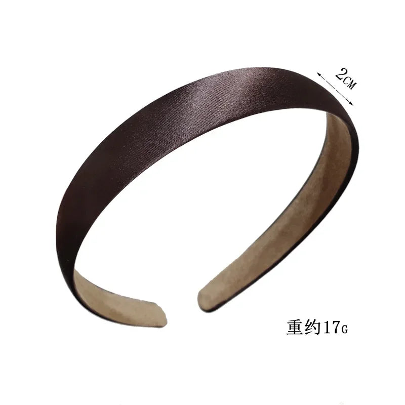 New Hair Band Fashion Retro Wide Headband Simple Headwear Bezel Hair Accessories For Woman Satin Hair Hoop Solid Color Hairbands LUXLIFE BRANDS