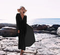 TEELYNN long sleeve beach cover dresses vintage lace white summer dress sexy deep v neck long women dress boho Bohemia vestidos