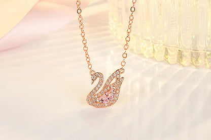 Rose Swan Crystal Zircon Necklace