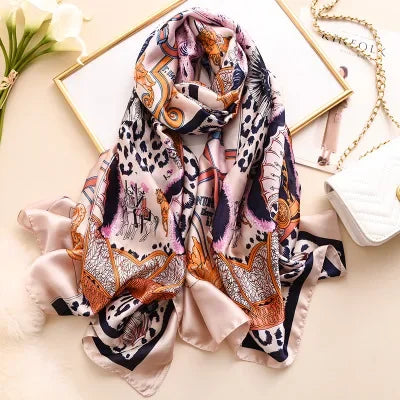 Luxury brand hijab summer women scarves soft long print silk scarves lady shawl and wrap 2022 pashmina bandana beach stoles