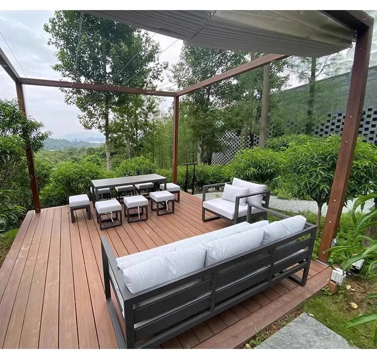 Modern Luxury Aluminum Alloy Leisure Sofa Set Waterproof Sunshade for Outdoor Patio Garden Terrace Sunroom Living Room Luxlife Brands