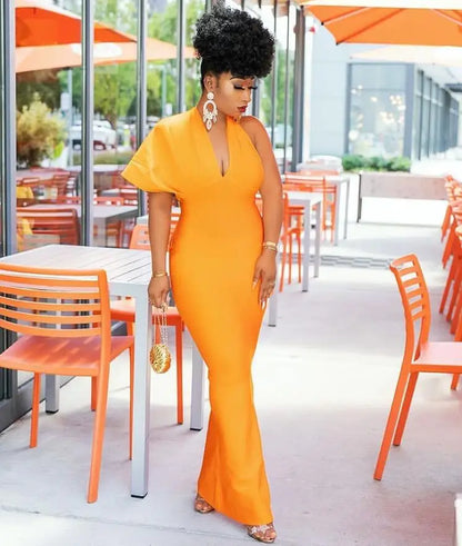 Orange Maxi Party Dress