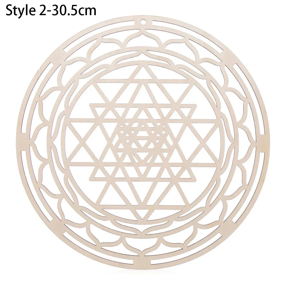 Chakra Flower of Life Natural Wood Coasters For Crystal Set Luxlife Brands